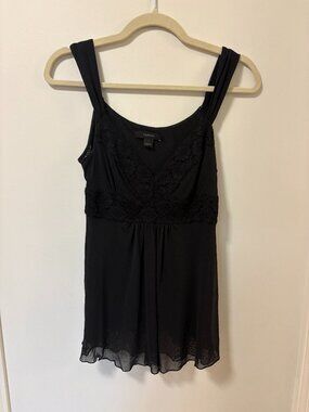 Vintage Y2K Black Express Tank Lace Babydoll Going Out Top Fairycore Whimsygoth